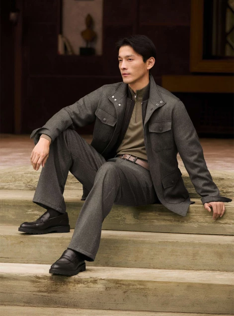 Outerwear Knit Pants Belt Shoes